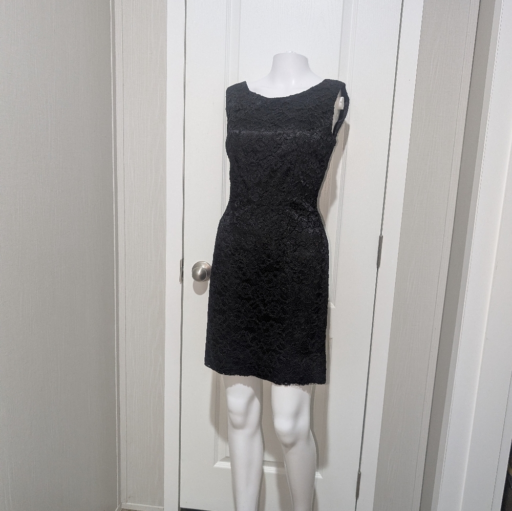 Elegant Black Satin And Lace Dress